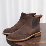 Ezra | Suede Country Boots with Brogue Detailing for Men - Montrell