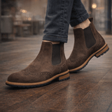 Ezra | Suede Country Boots with Brogue Detailing for Men - Montrell