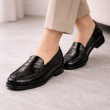 Lawson | Black Leather Penny Loafers Women - Montrell