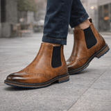 Ezra | Suede Country Boots with Brogue Detailing for Men - Montrell